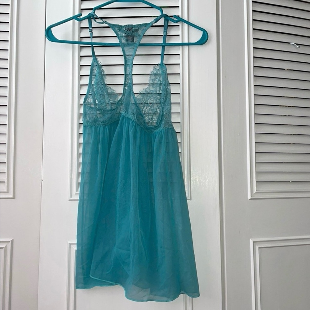 Vintage Victoria’s Secret peekaboo lace babydoll Chemise Negligee Nightgown M - Picture 5 of 11